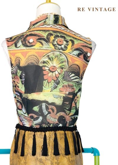 義大利製 - 中世紀滿版壁畫流蘇背心8