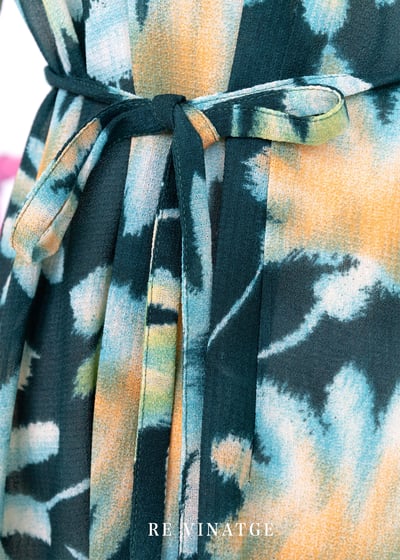 松花綠暈染大花朵長洋裝14