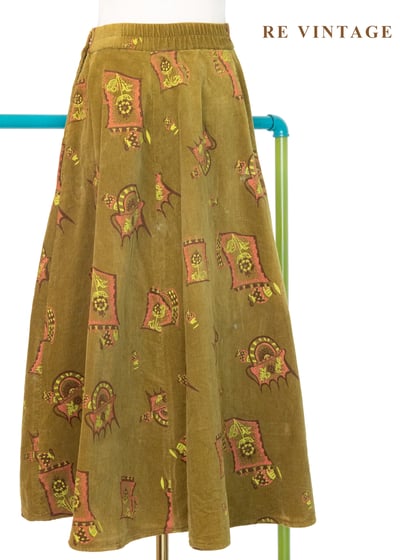 芥末綠苔童話花朵燈芯絨圓裙（26"）7