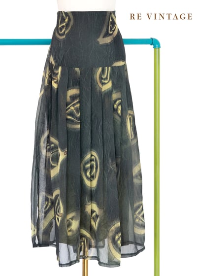 Pine Green 燒畫圖文長裙（27-28"）1