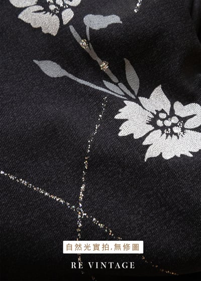 氣質單品 - 灰黑色銀白花枝長洋裝15