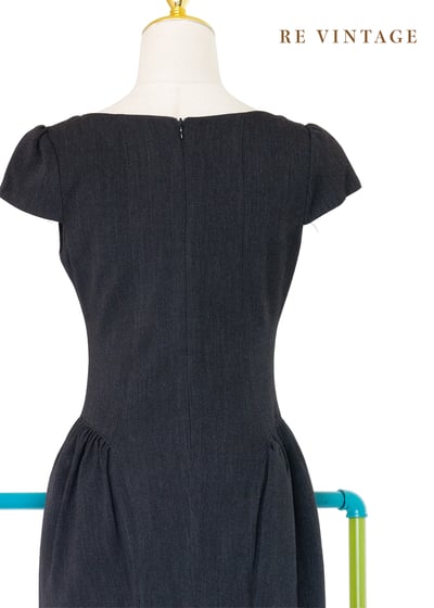 氣質單品 - 深灰色花苞綻放洋裝13