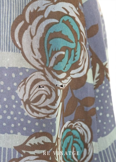 玫瑰藤蔓霧面藍綠色格紋棉質中長裙（~26）9