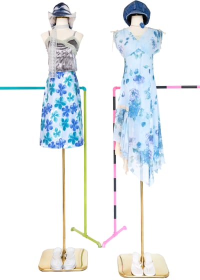 Icy Blue 藍花盛開中長裙（25"）2