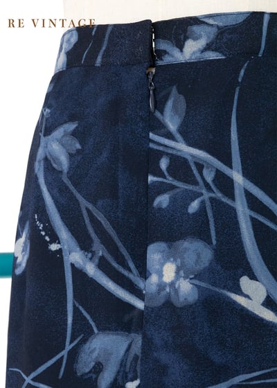 水墨花卉低語深藍長裙（26"）11