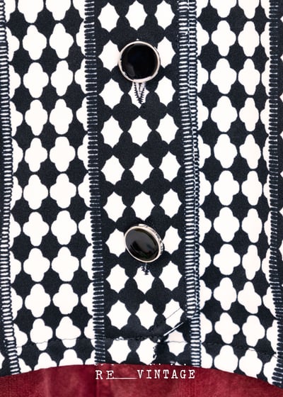 『法國寶物』黑白教堂窗花彈性長袖上衣8