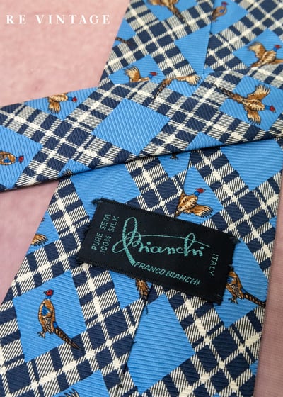 英倫經典狩獵圖騰藍色菱格領帶5