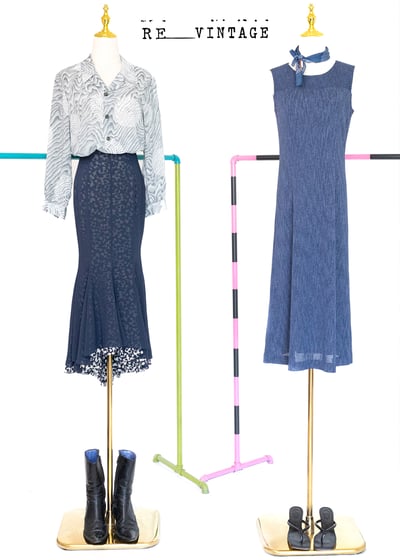 氣質の亞麻藍長洋裝2