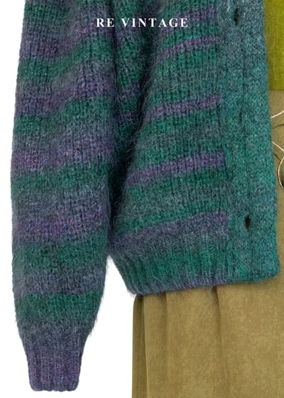 可愛的綠紫色條紋針織外套6