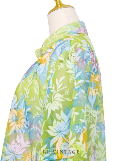 Green Glow 透膚花朵短袖襯衫9