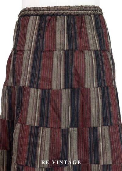 時空階梯條紋拼貼格紋長裙（25-29"）3