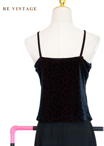 紅光豹紋絨布細肩帶背心8