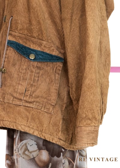 Tobacco Brown 燈芯絨綠拼接夾克外套12