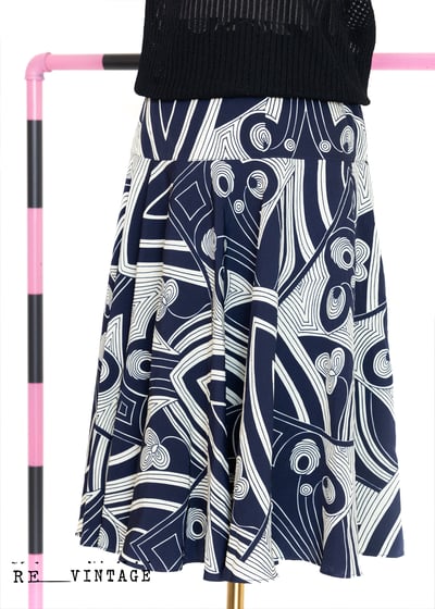 Abstract 深藍圖紋短裙（27"）7
