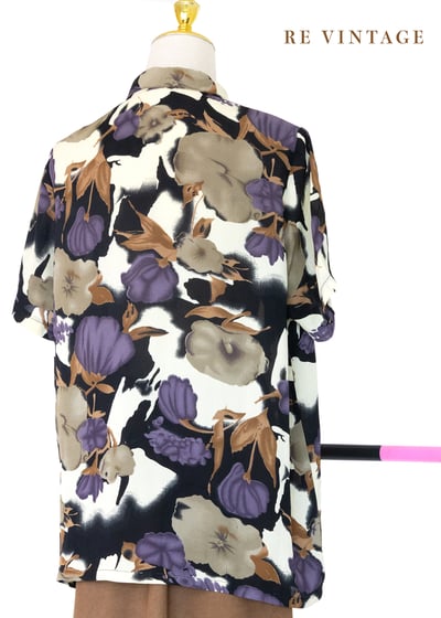 神秘紫花復古冷靜短袖上衣6