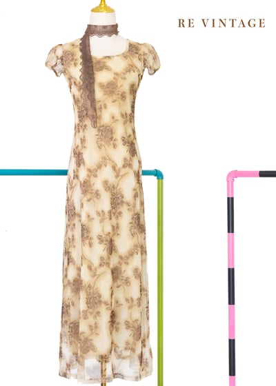 褐金色薄霧般的浪漫旋律長洋裝1