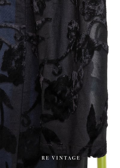 藍色黑花夢語旗袍領迷你洋裝9