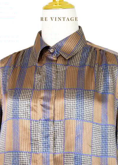 『紐約寶物』New York 摩登女子緞面格紋襯衫3