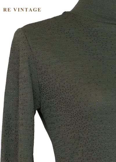 優雅高領領結微光墨綠貼身洋裝6