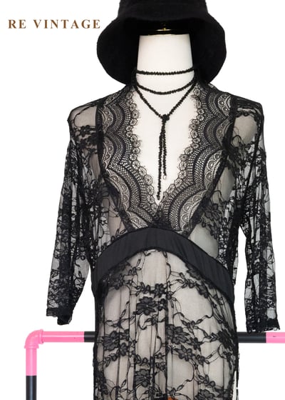 酷辣黑蕾絲透膚長版洋裝/罩衫7