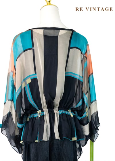 午夜霓虹撞色拼接雪紡上衣8