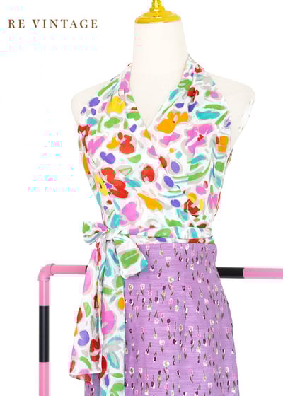 Rainbow Floral 削肩可愛上衣1