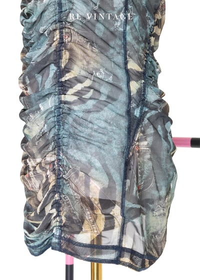 牛仔斑馬紋迷霧網紗迷你洋裝/長版上衣12