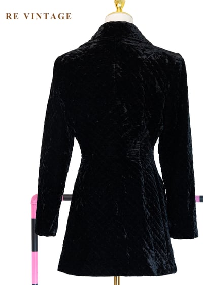 質感單品 - 沈黑菱格紋絨布迷你洋裝12