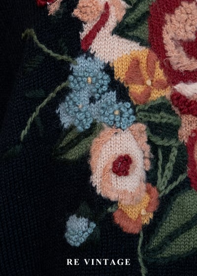 法式溫柔花束黑色針織毛衣7