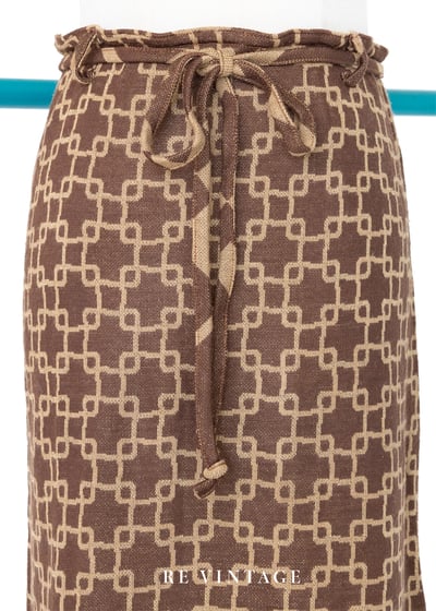 Double Print 咖啡棕薄款針織及膝裙（24-27"）3