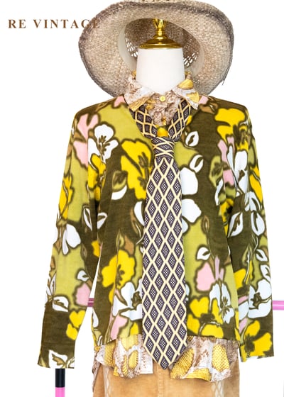 幻彩大花野性花園薄款針織毛衣1