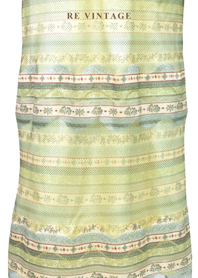 黃綠調春日湖水線條圖騰中長裙（25"）5