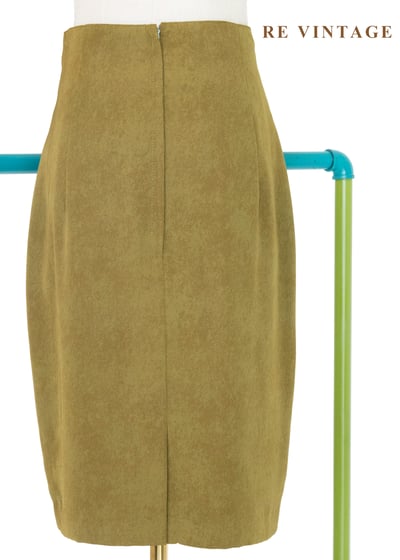 芥末黃綠色斑紋高腰短裙（26"）8