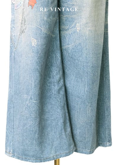 趣味擬真吊飾印花水洗高腰寬版褲（26"）5