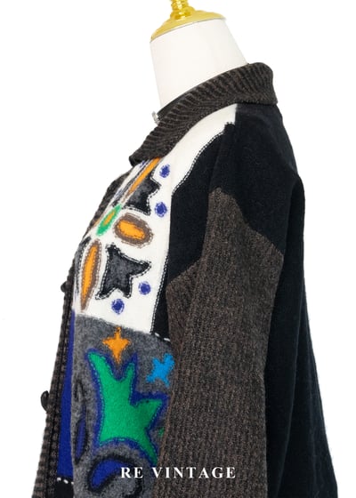 拼貼夢境撞色刺繡針織毛線外套10