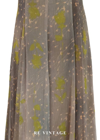 茶墨落葉不規則暈染長洋裝7