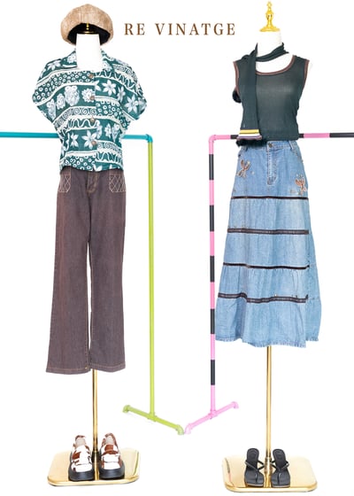 紅棕色漂亮網狀壓線牛仔長褲（30"）7