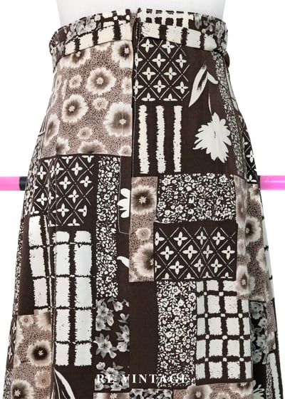 咖啡拼景 - 花草與格紋高腰長裙（26"）9