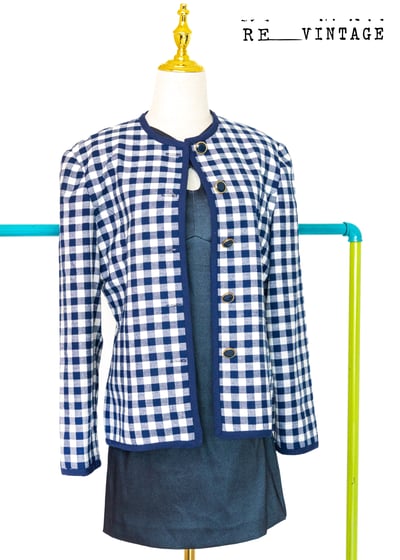 『法國寶物』法式深藍格西裝外套2