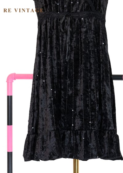 無聲流星黑絨迷你洋裝4