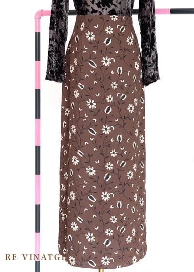 巧克力棕小白花長裙1