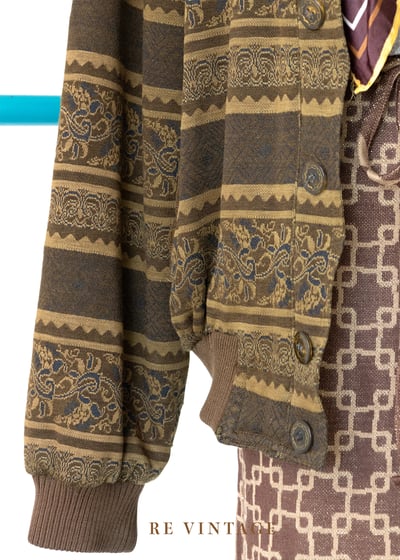 Mustard Yellow Retro print 針織外套4