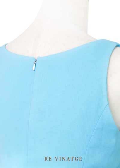 水藍色四朵小花夏日迷你洋裝8