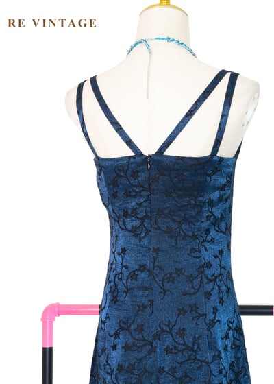 藤蔓藍光銀河優雅細肩帶長洋裝13