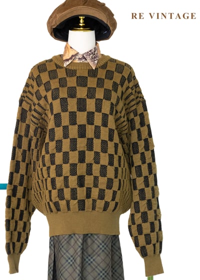 焦黃色Waffle格紋針織毛衣7