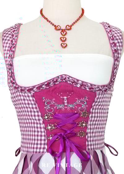 『歐洲寶物』阿爾卑斯山的少女 - 紫紅格紋德式巴伐利亞古典洋裝7