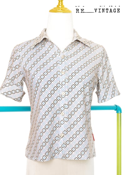 金閃閃小藍菱格彈性上衣2