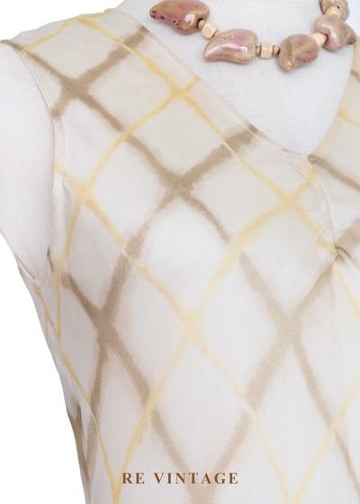 奶油雲階菱格紋氣質洋裝4