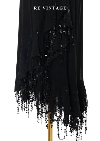 亮片流蘇不規則黑魔女長裙（26-29"）8