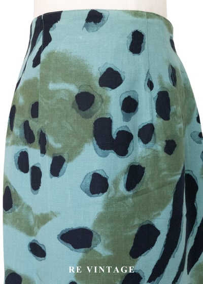 印象派之夢 - 藍綠色斑紋圖騰及膝裙（27-30"）3